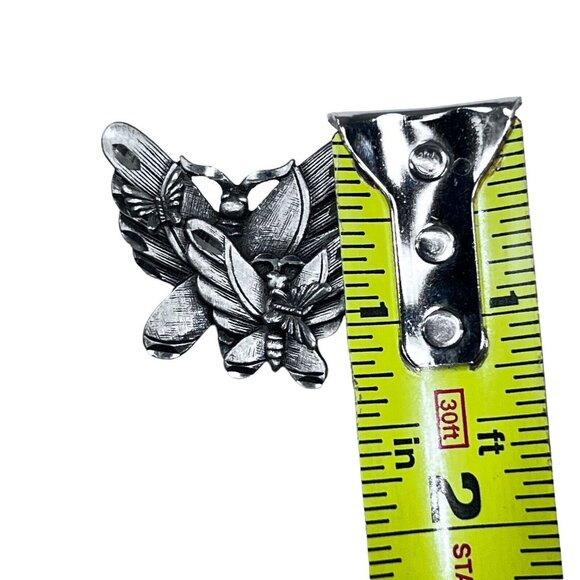 Vtg Estate Jewelry Butterfly Brooch Pin Intergrated Matching Earrings Set of 3 - Picture 8 of 8